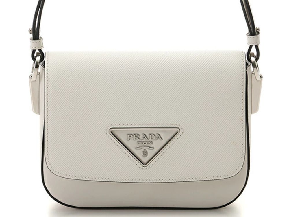 Prada Identity Shoulder Bag White Saffiano Leather